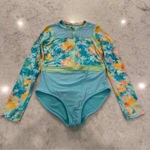 Athleta Girl Floral Rashguard One Piece Swimsuit - Size XL (14)
